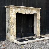 Louis XV style fireplace in purple breccia marble, circa 1880
