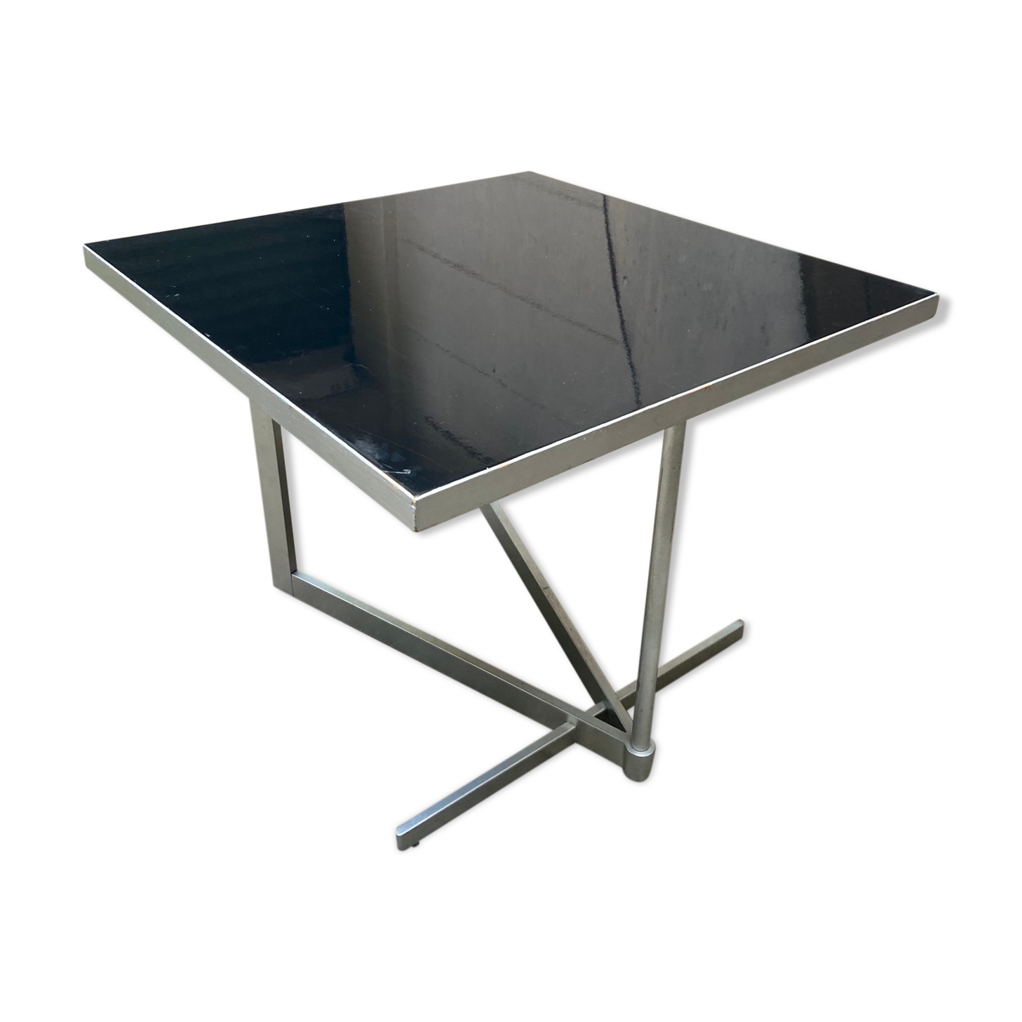 Coffee table - aluminium and black lasca - 1960