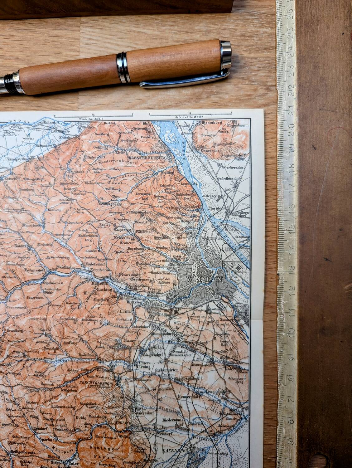 Imprimée en 1890, carte de Vienne, Autriche.