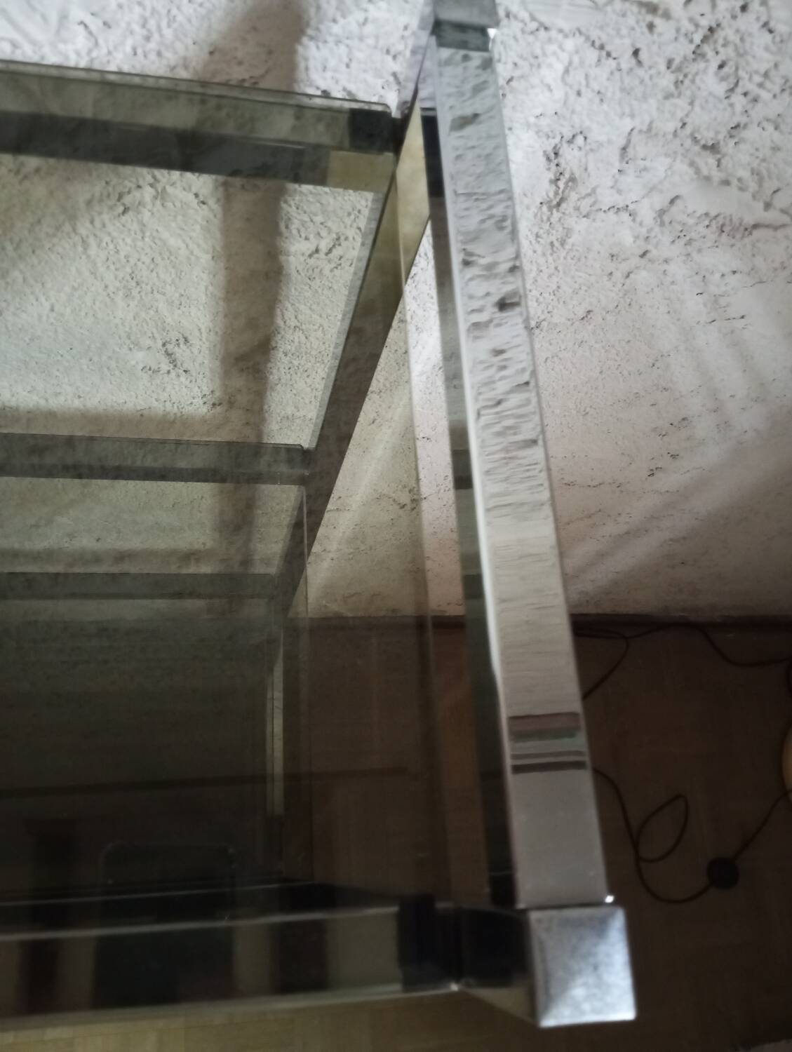 Chrome and smoked glass shelf from the 70s.