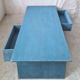 Rectangular blue patinated coffee table