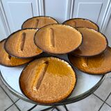 Set of 8 ceramic asparagus plates from Poët Laval 60s-70s