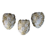 Set of 3 Murano Wall Light Flower by Seguso for Venini, Italy, 1960s