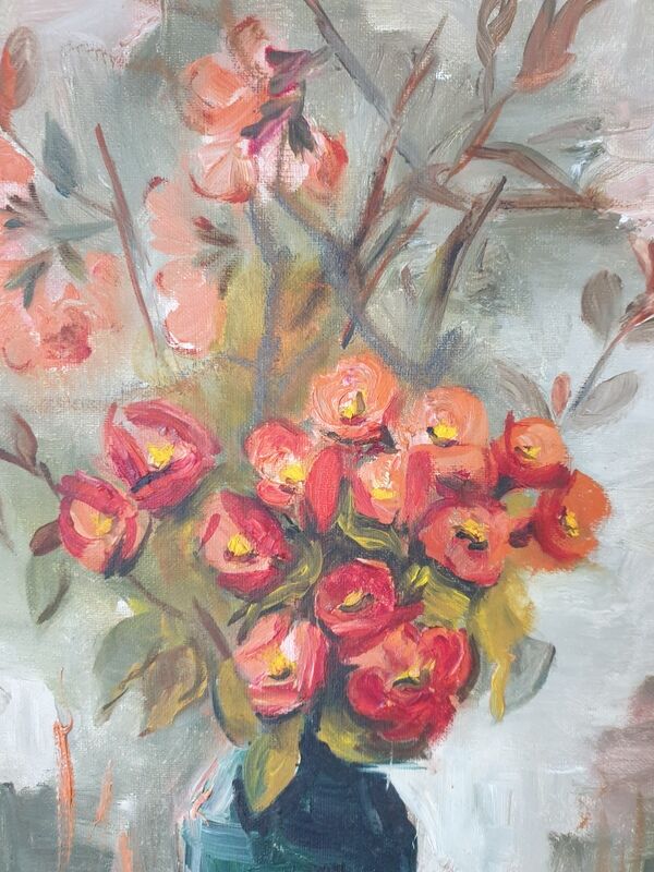 Oil on canvas, bouquet of flowers, Madé Gourdon