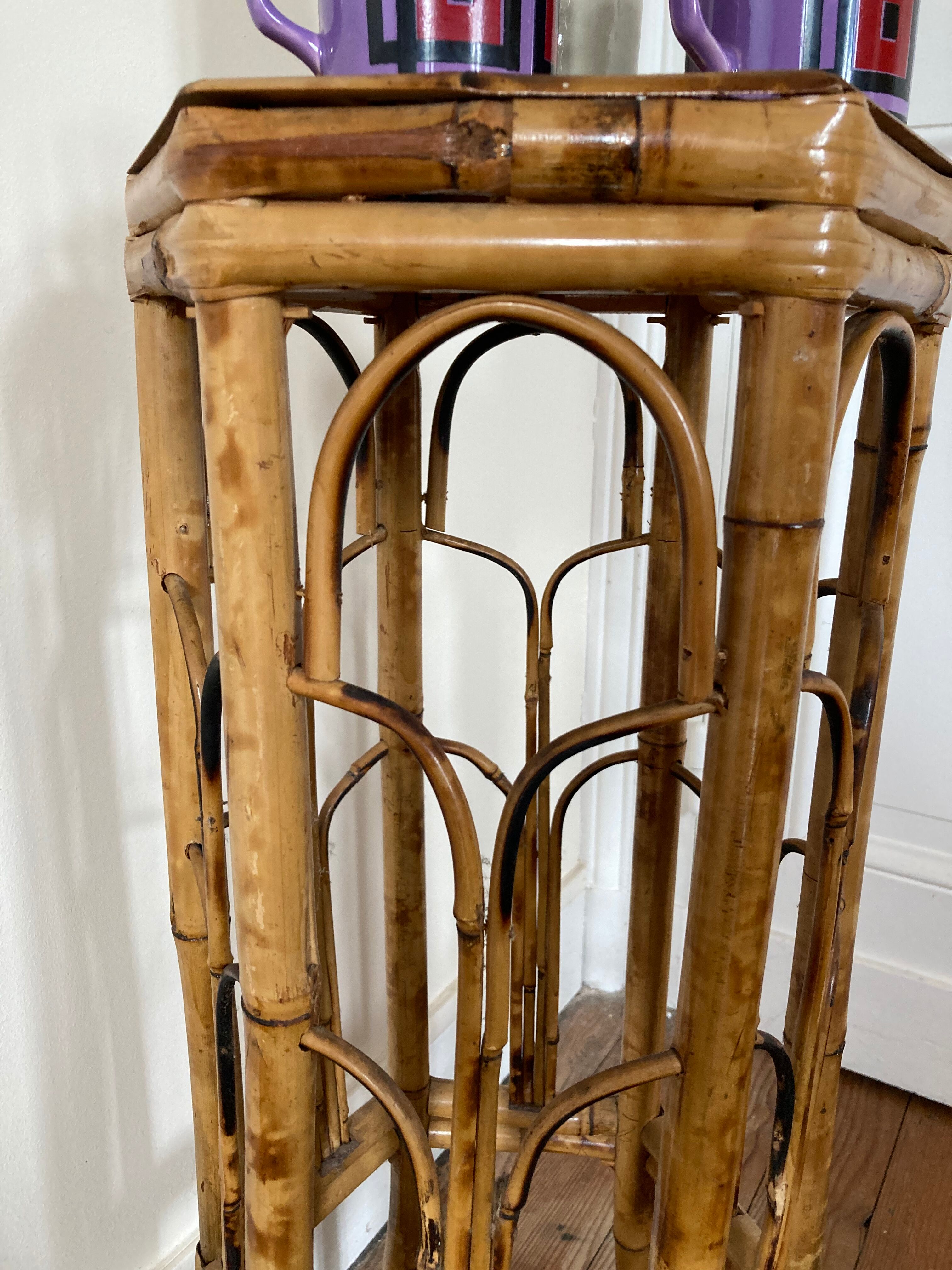 Rattan harness / bamboo console high table