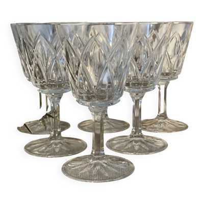 6 verres à pied à vin en verre transparent