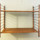 Vintage wall shelf, wood and brass, 1960