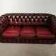 Sofa chesterfield curved burgundy leather three seats