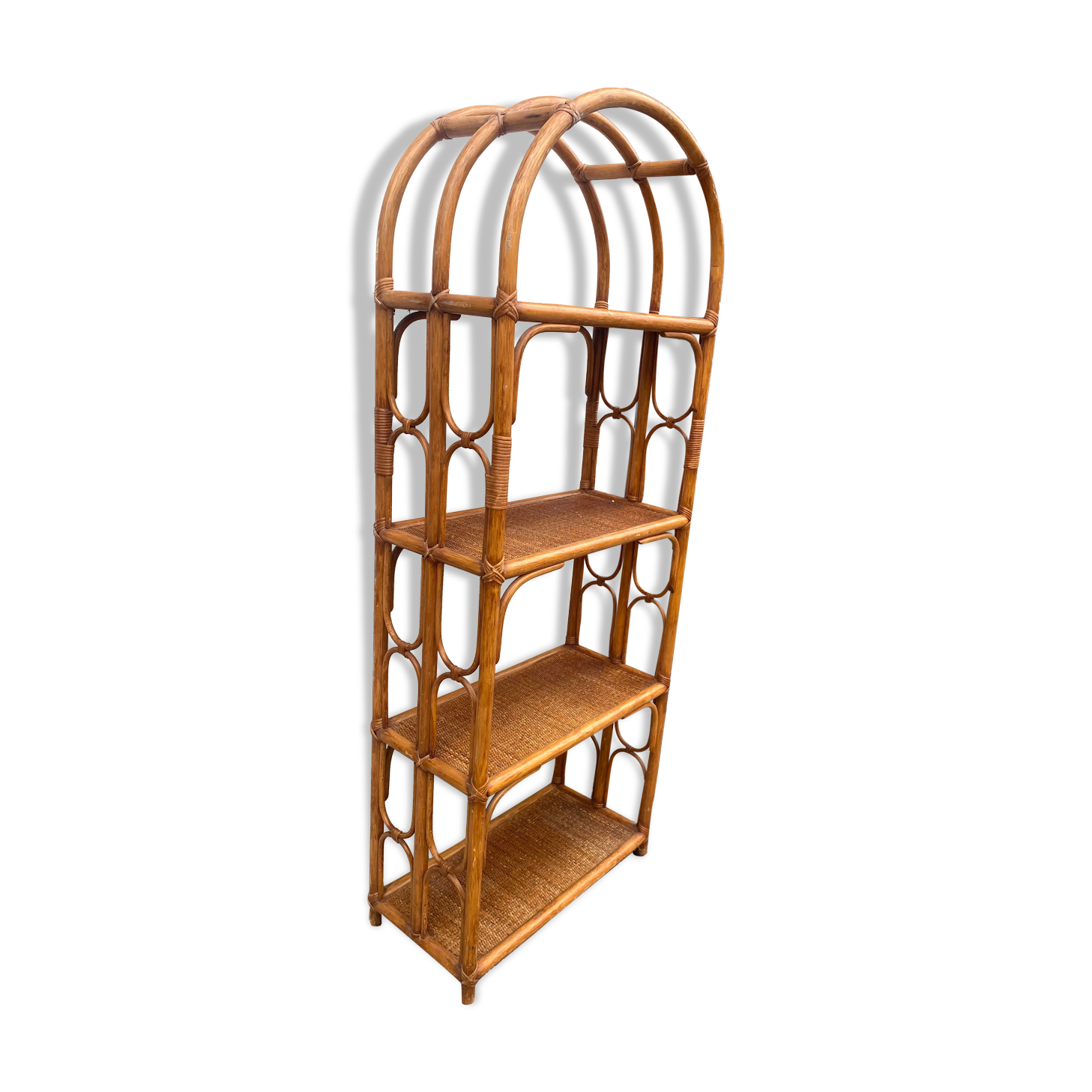 Antique rattan bookcase