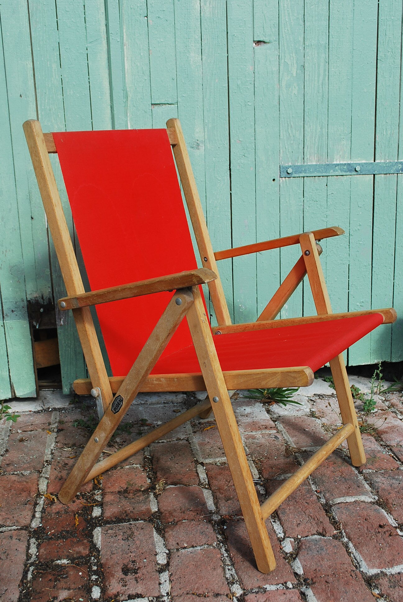 Chaise camping vintage rouge