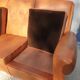 Sofa club leather 3 places buttoned back finish studded and velvet