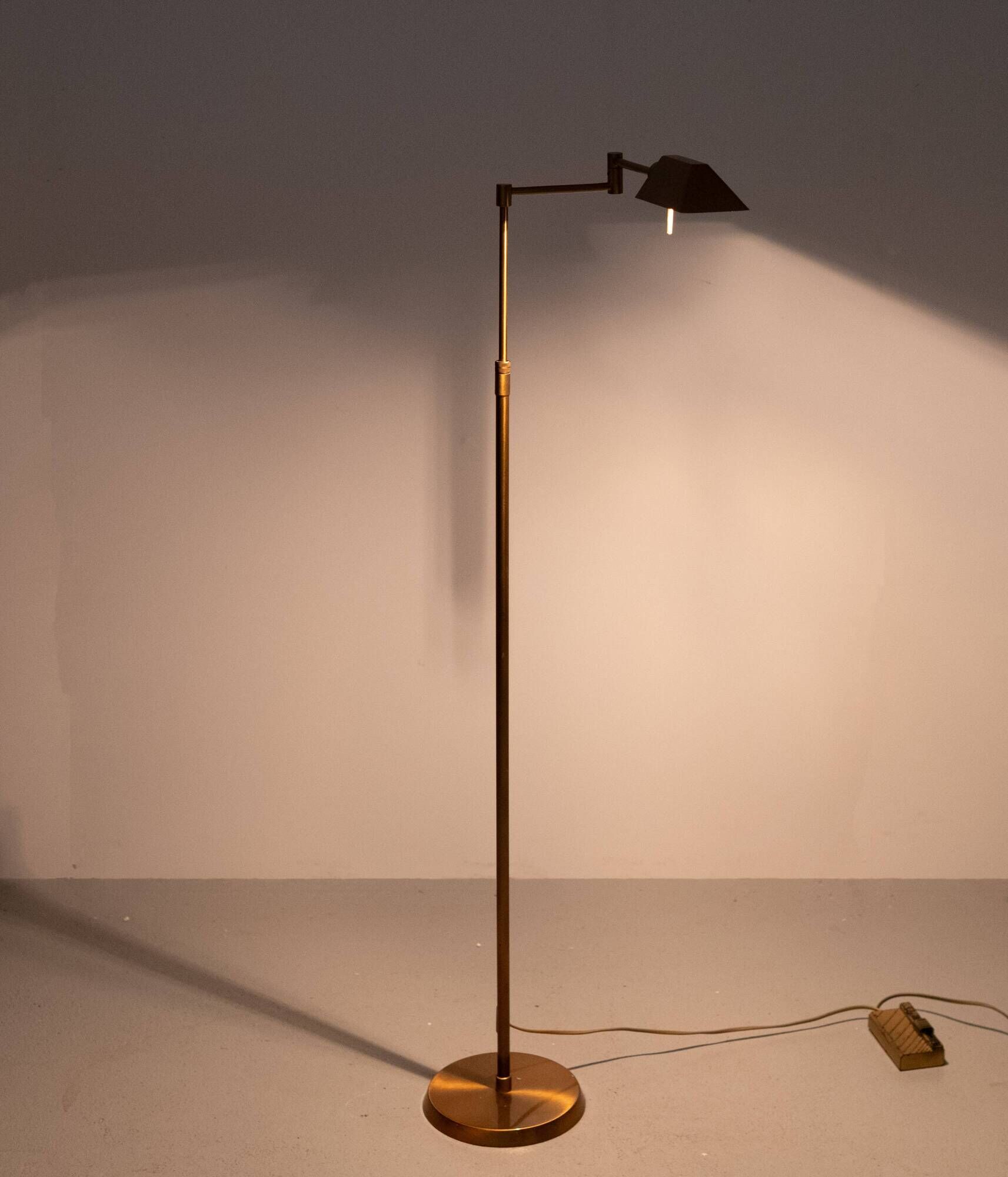 Holtkotter Bronze color swing arm floor lamp Germany 1980s