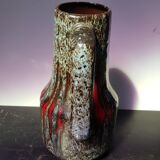 Vase west germany céramique émaillée multicolore + anse vintage