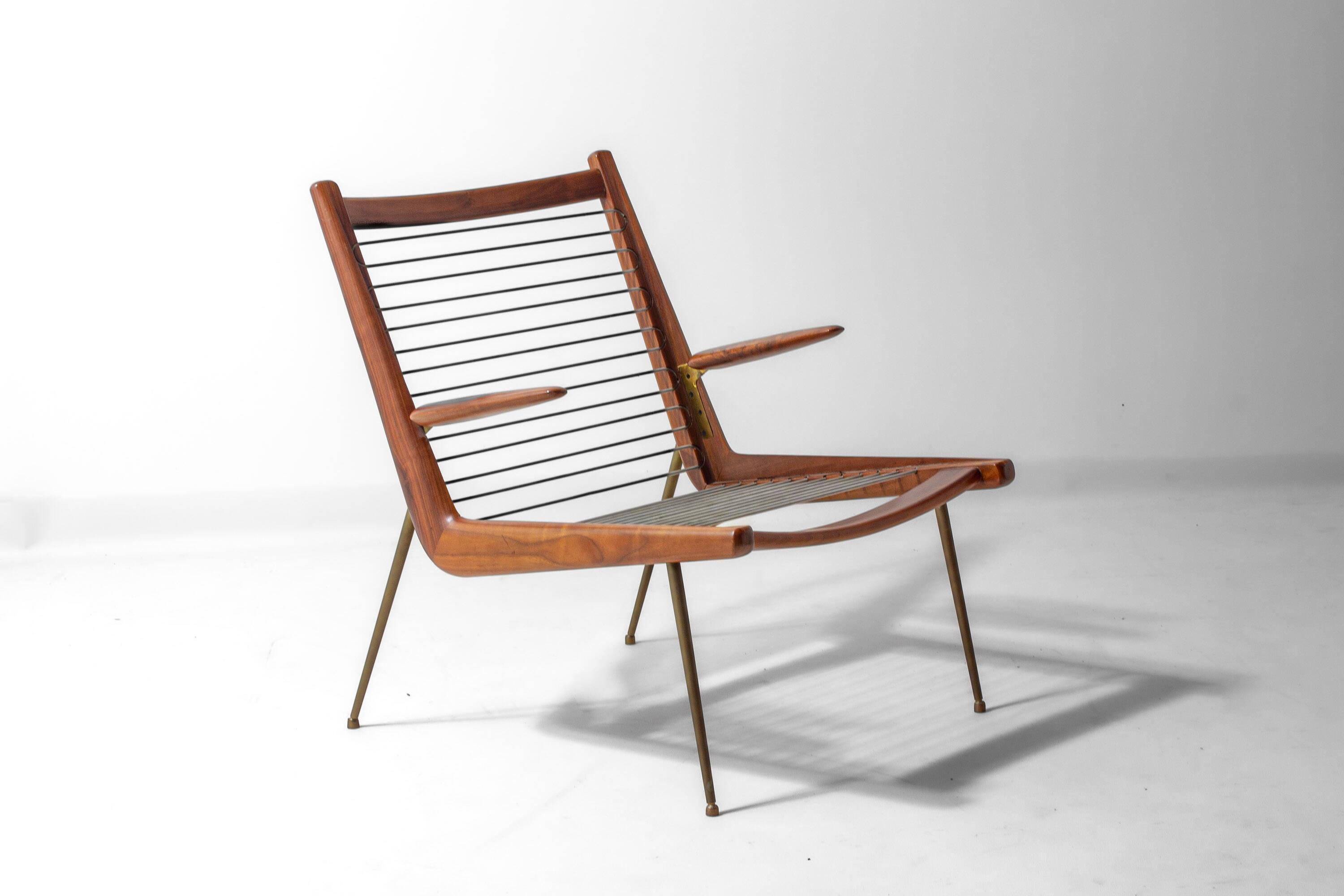 Minimalist 'Boomerang' lounge chair by Peter Hvidt & Orla Møgaard, Denmark