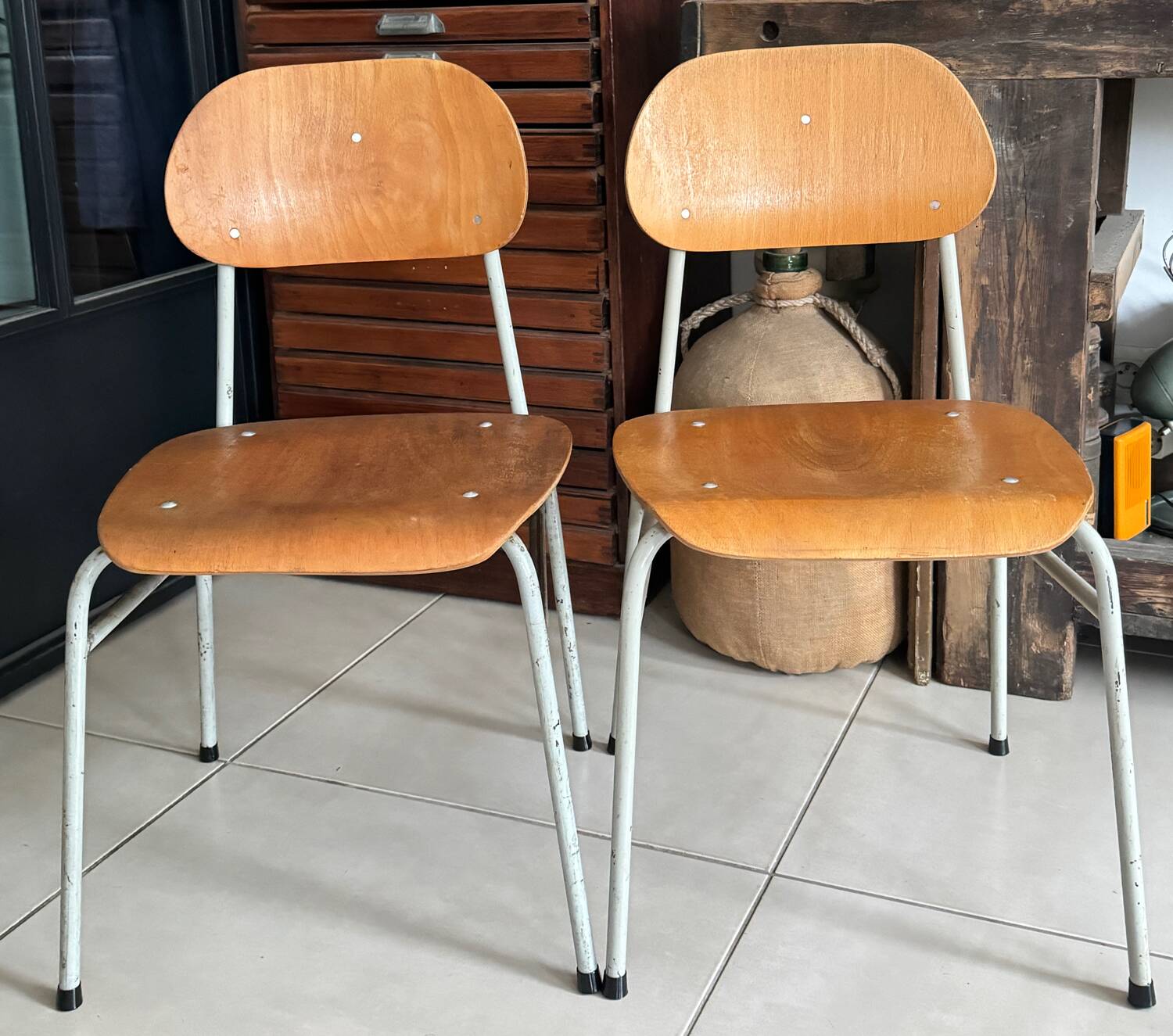 Old vintage adult school chair