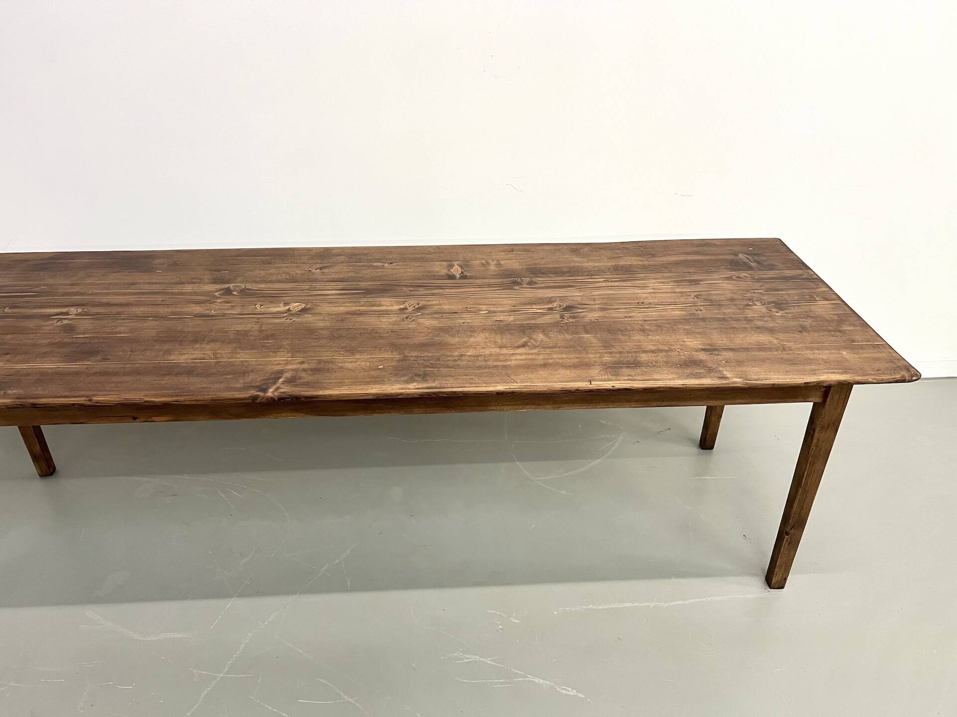 Large solid pine farmhouse table with spindle legs