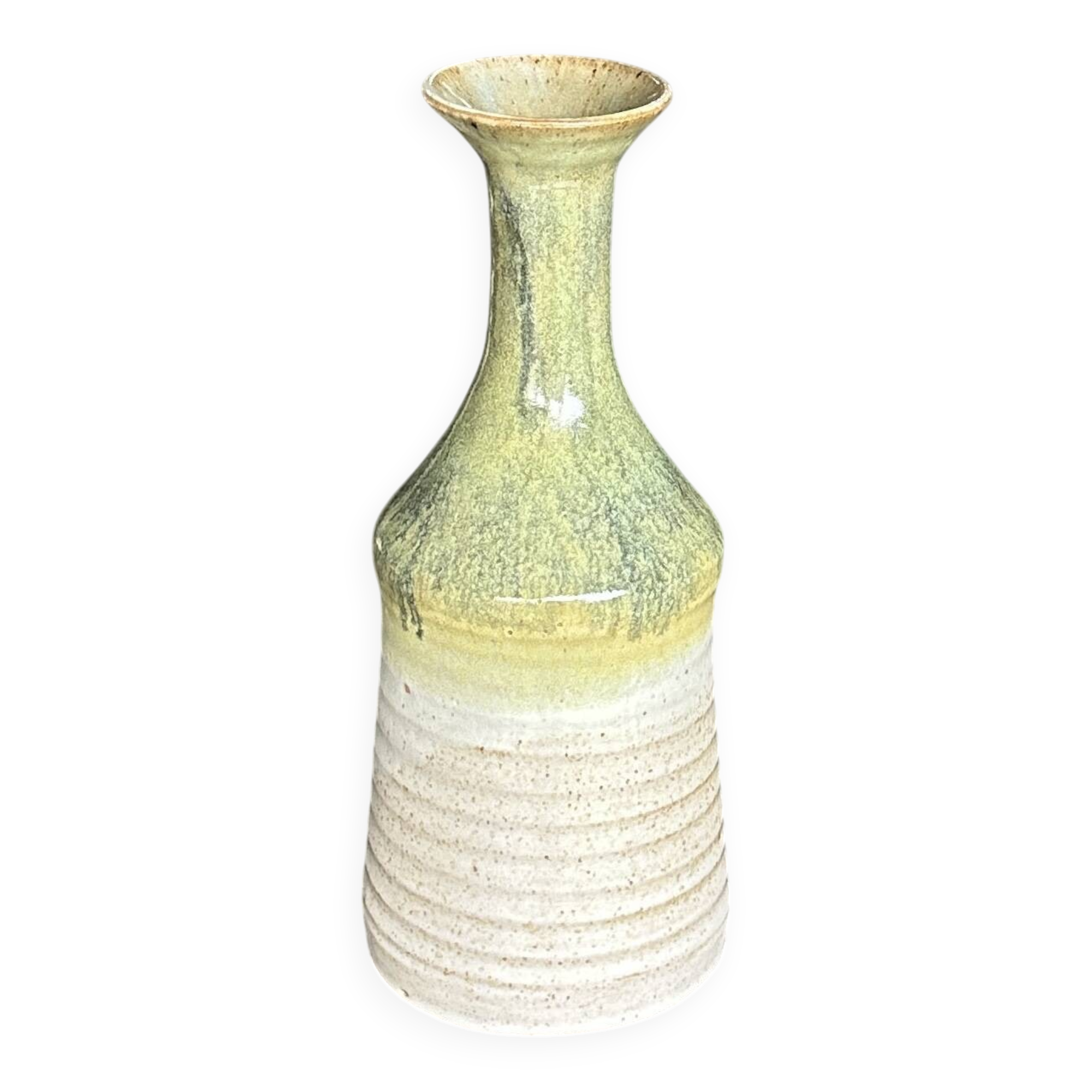 Stoneware Soliflore Vase - Beige and Almond Green