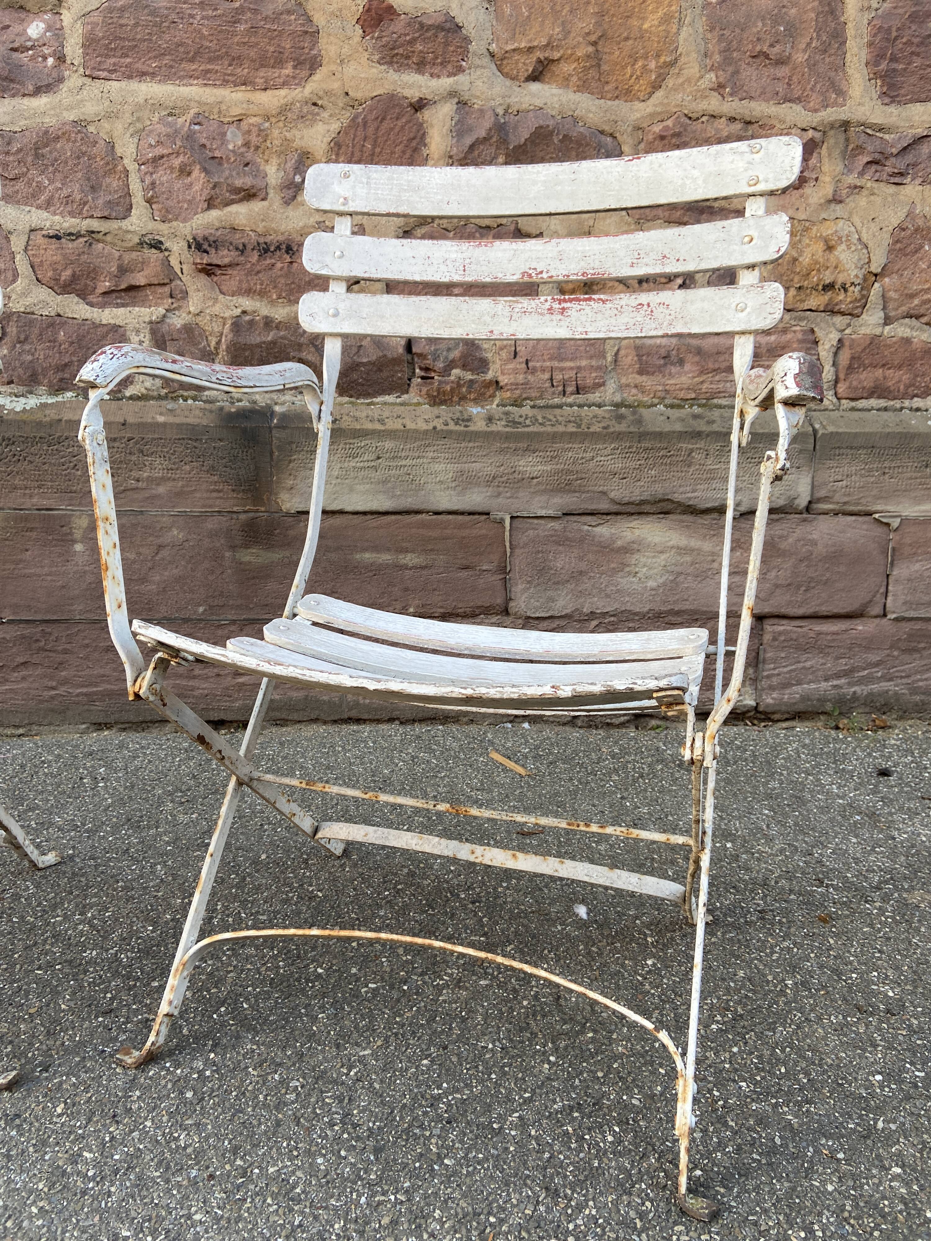 Paire de fauteuils chaises de jardin fer forgé vintage