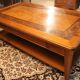 Large coffee table 2 drawers in solid walnut with decoration marked Directory style