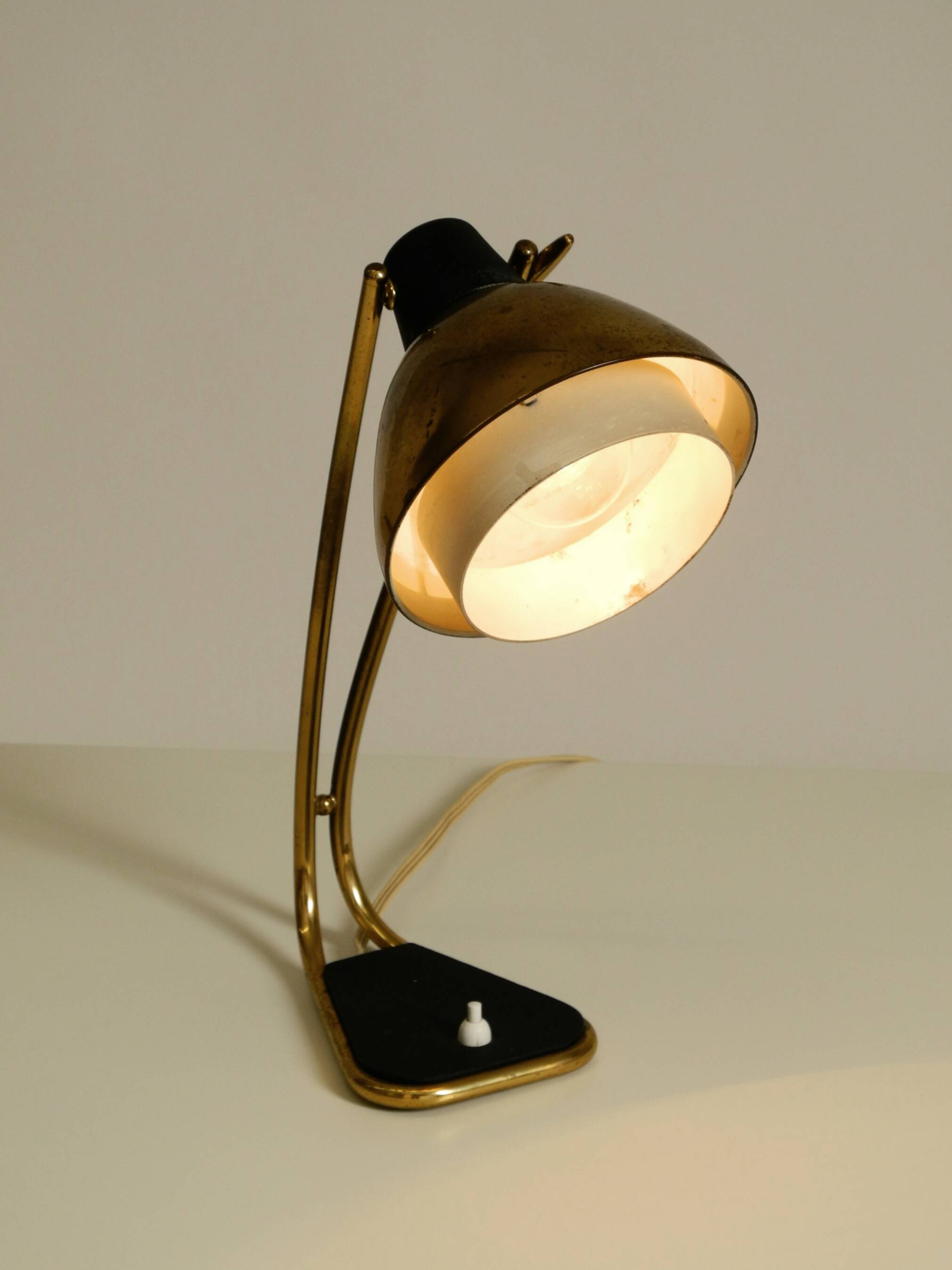 Rare large Mid Century Modern brass table lamp with beautiful patina