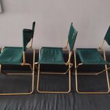 3 folding Lafuma green vintage camping seats