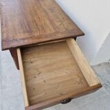 Rustic farmhouse coffee table with two drawers, solid oak, 19th century - 1.97m