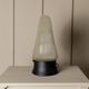 Opaline white Murano glass shell lamp with black metal base – 1980s Italian Memphis-inspired design