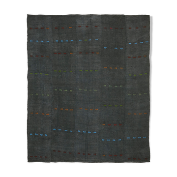 Hand-Knotted Anatolian Antique 1970s 300 cm x 370 cm Grey Hemp Kilim Carpet