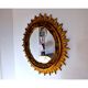 Golden wooden sun mirror, France, 1980, 70cm