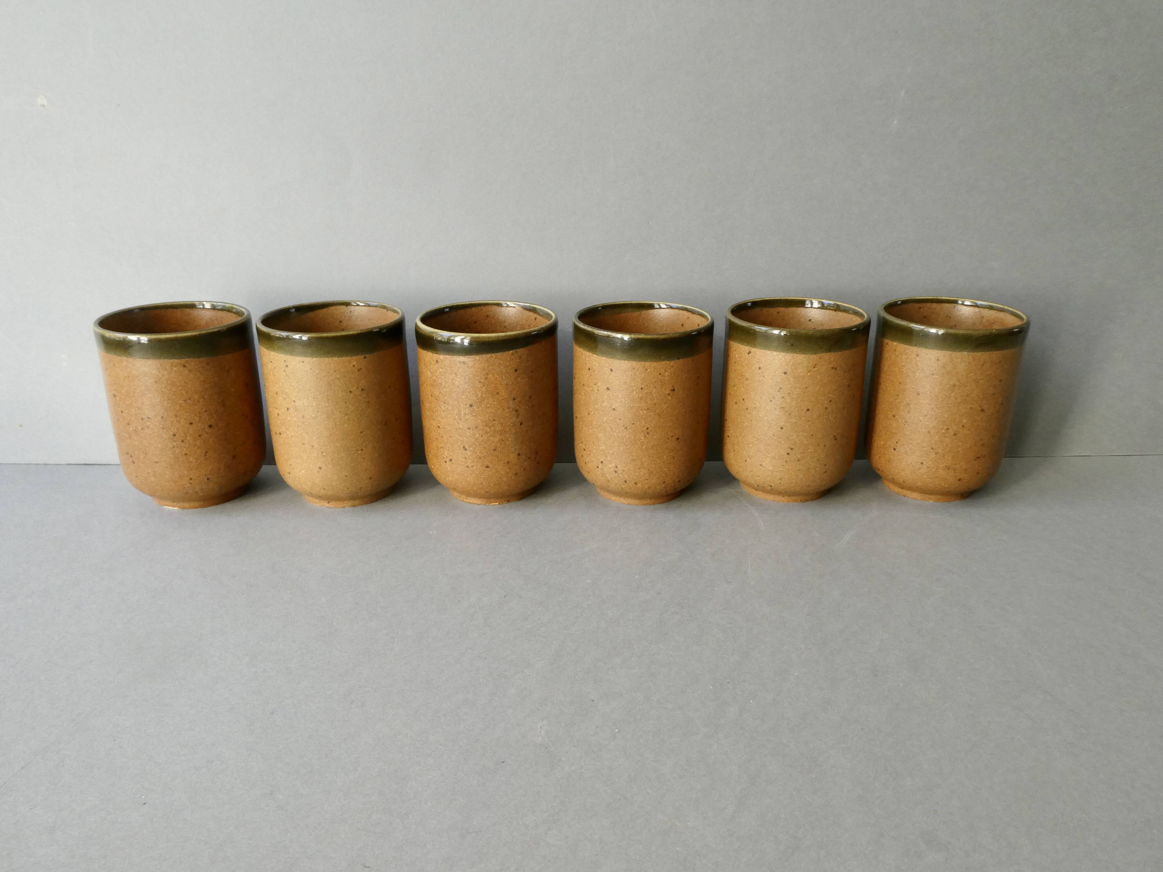 6 enamelled stoneware tumbler glasses