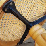 Fauteuil de bureau bois courbé et rotin
