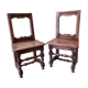Pair of old children's chairs made of solid wood