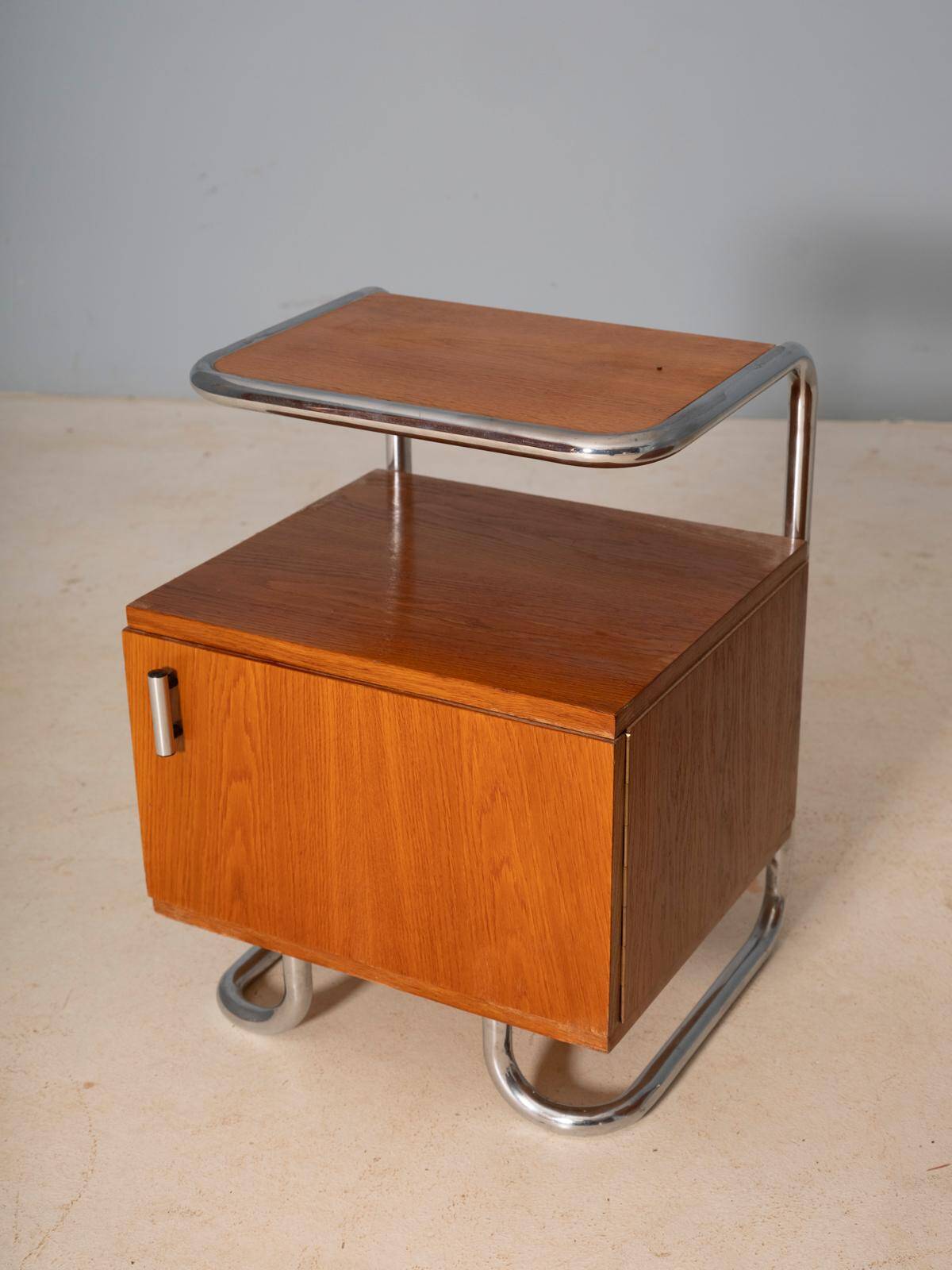 Pair of Chromed Nightstands, Vichr & spol, 1950s, Czechoslovakia