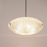 Mid-century Textured Glass and Nickel Kalmar Discus Chandelier, Austria, 1950s