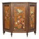 Buffet ou armoire d'angle, à 3 faces, en bois massif, sculpté et peint.