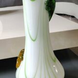 Large Venetian Vase in blown Art glass/Murano. Embossed amber-colored floral pattern. High 35 cm