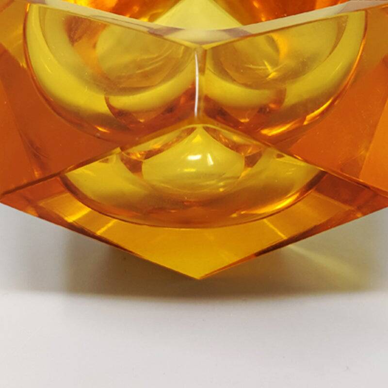 1960s Stunning Ochre Ashtray or Catchall  By Flavio Poli for Seguso. Made in Italy