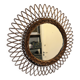 Pretty vintage rattan sun mirror - loop weave