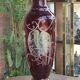 Old engraved red crystal vase