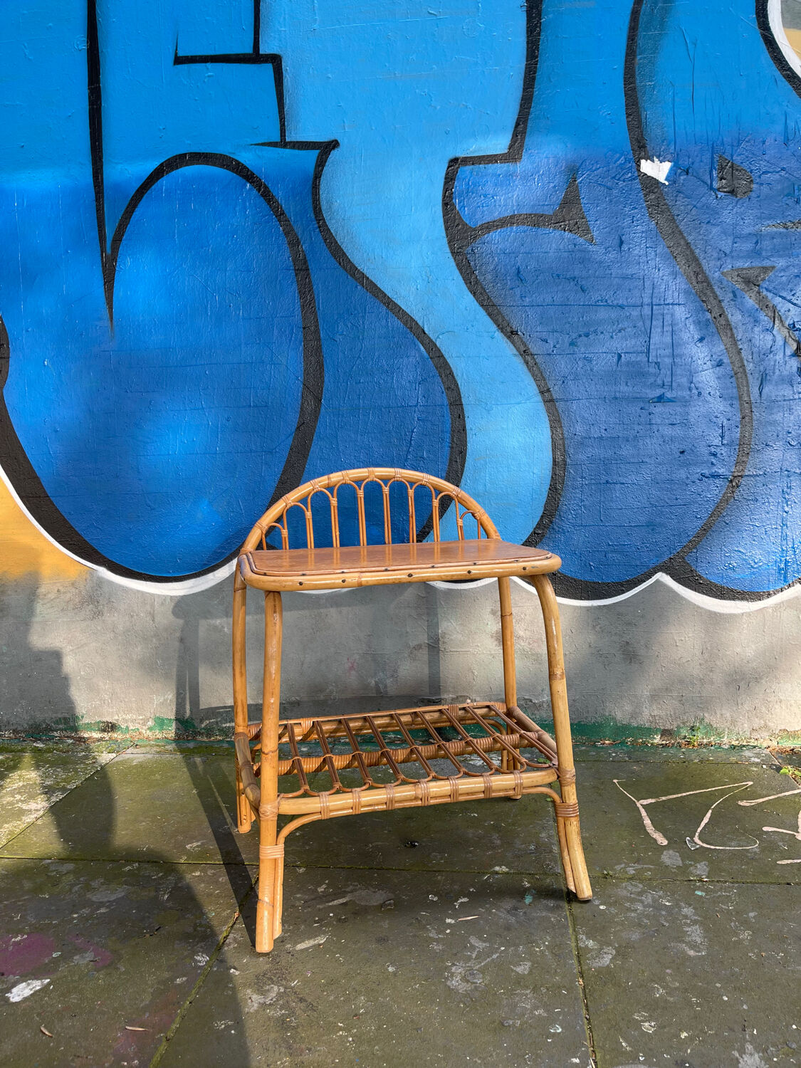 Rattan bedside table