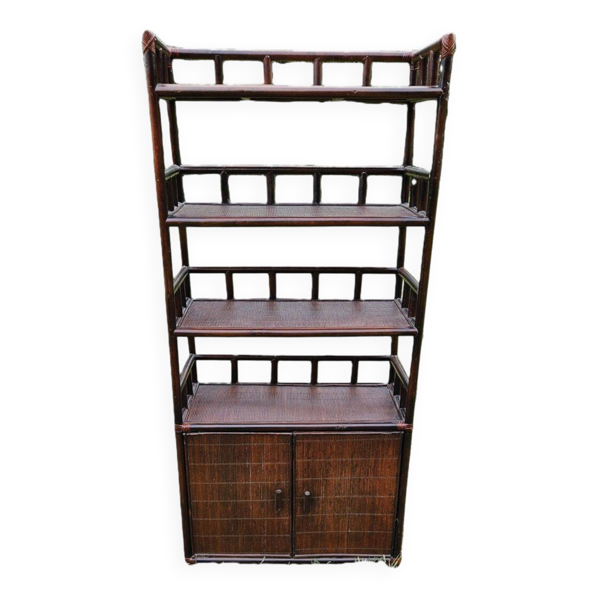 Vintage rattan and bamboo shelf