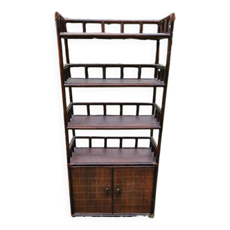 Vintage rattan and bamboo shelf