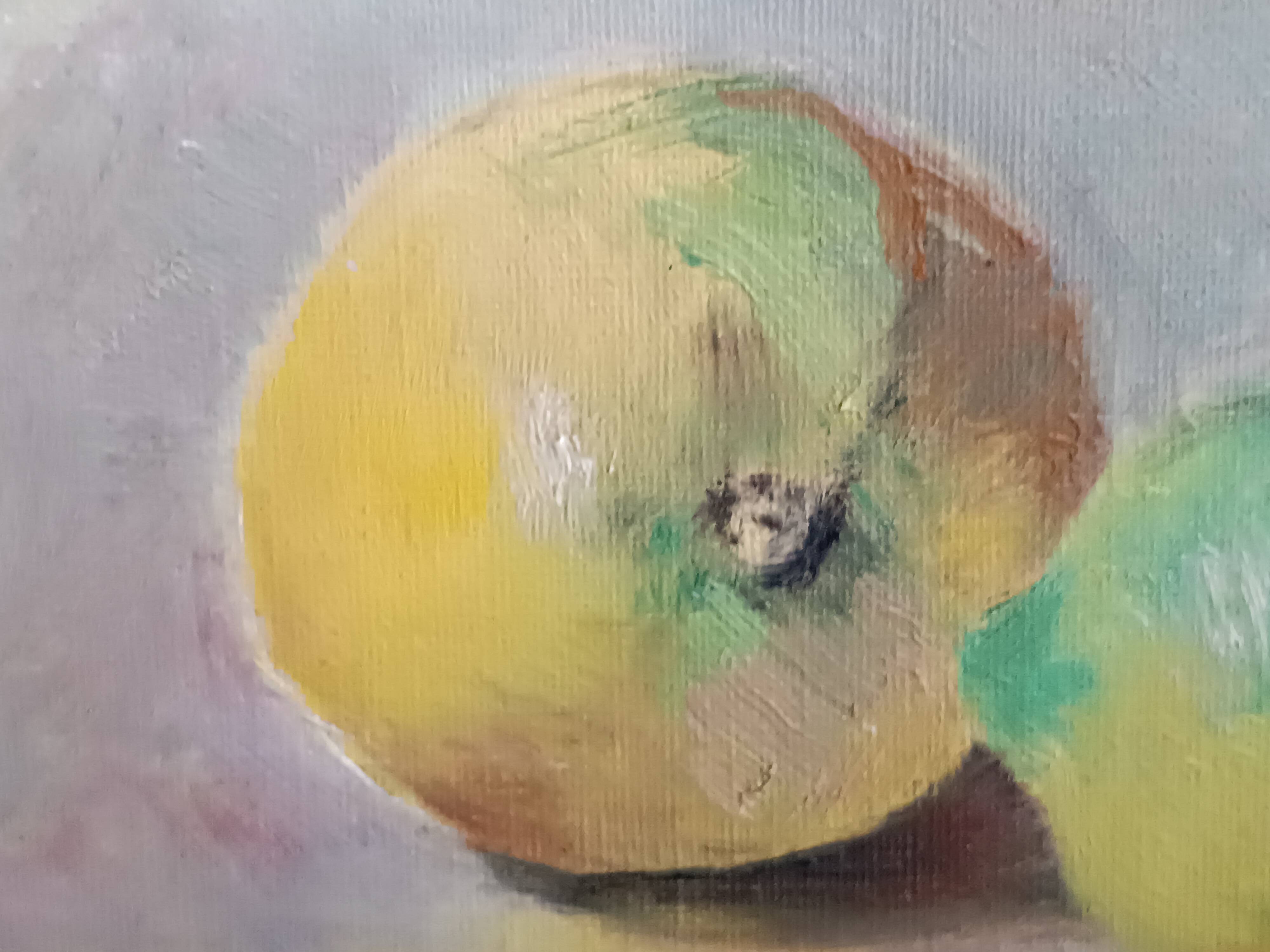 Oil painting still life with two lemons 1960 signed