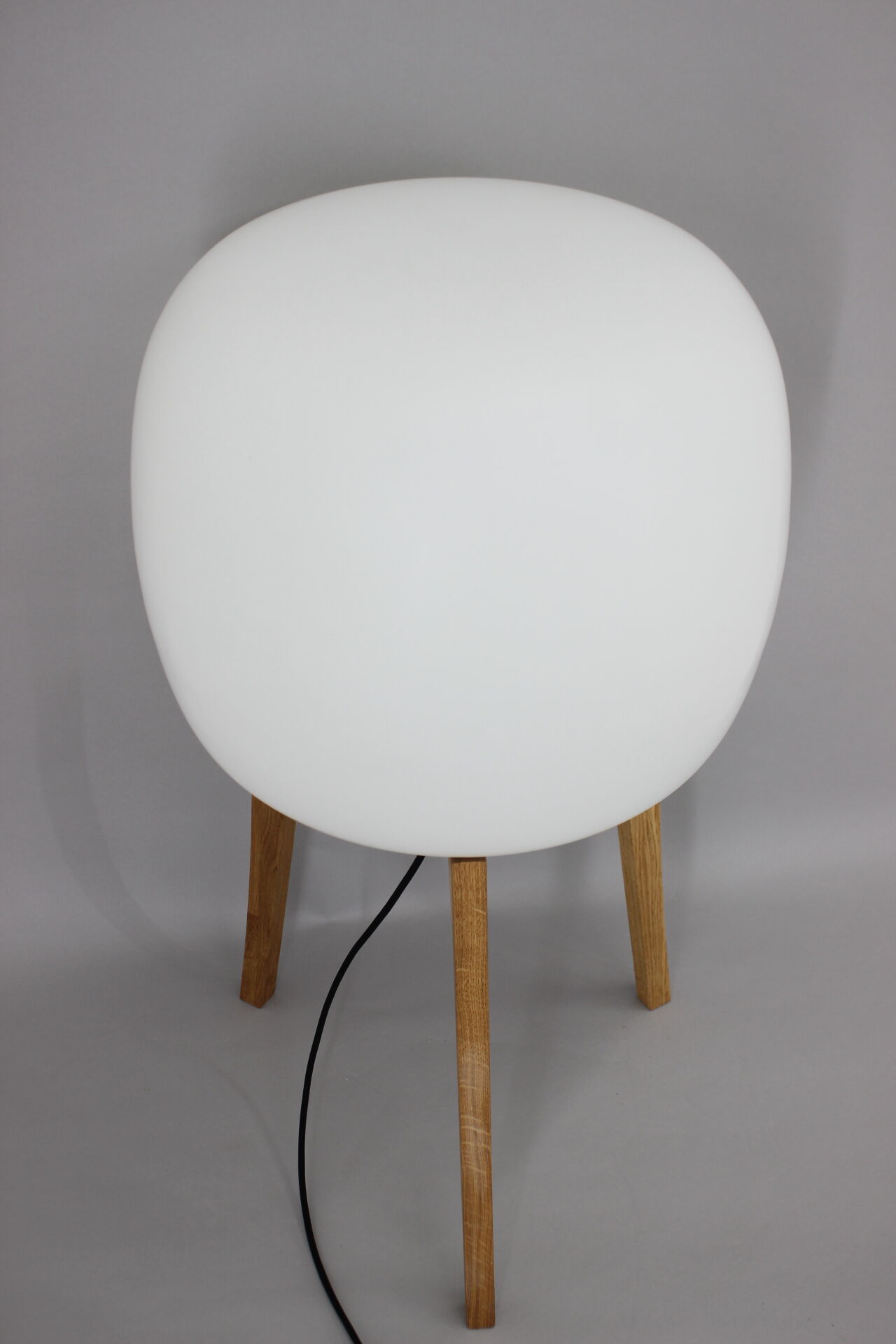 1970s upcycled glass and oak lamp