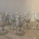 7 glasses on foot old glass bubbled and blown 19th century