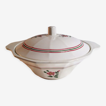 Old Sarreguemines tureen hand painted