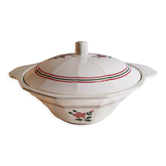 Old Sarreguemines tureen hand painted