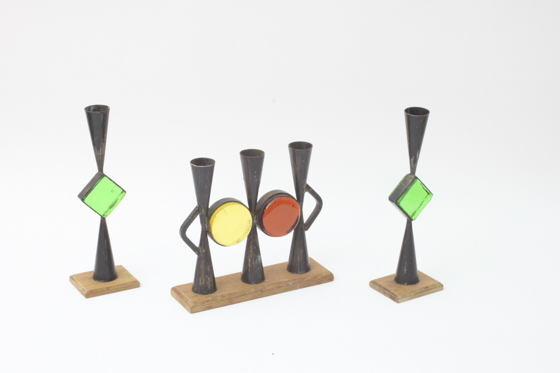 Wrought iron candle holders by Erik Hoglund & Pierre Forsell  for Bo Svensk, Sweden 1950s.