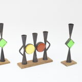 Wrought iron candle holders by Erik Hoglund & Pierre Forsell  for Bo Svensk, Sweden 1950s.