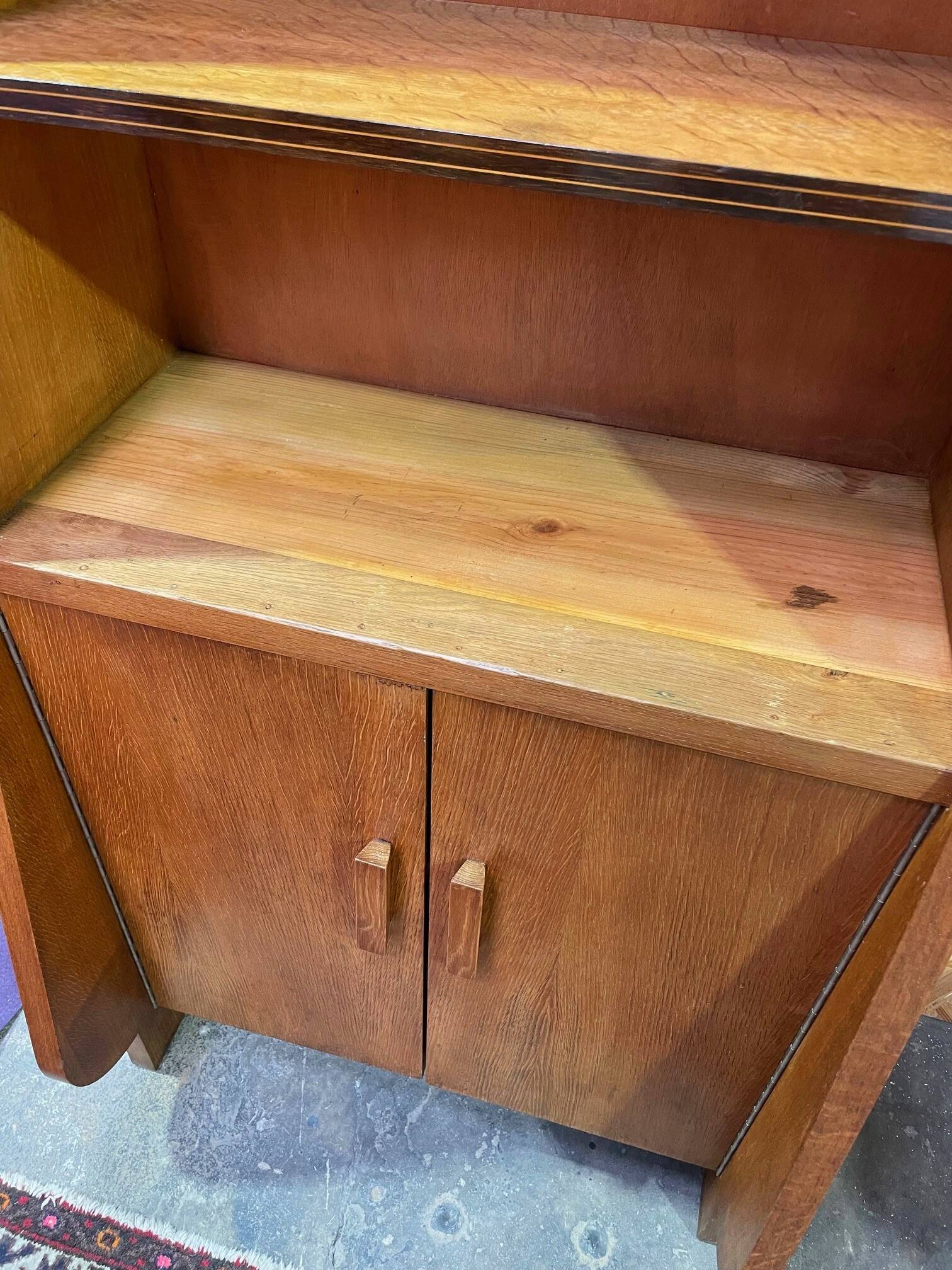 Vintage oak library designed in the 1950s.
